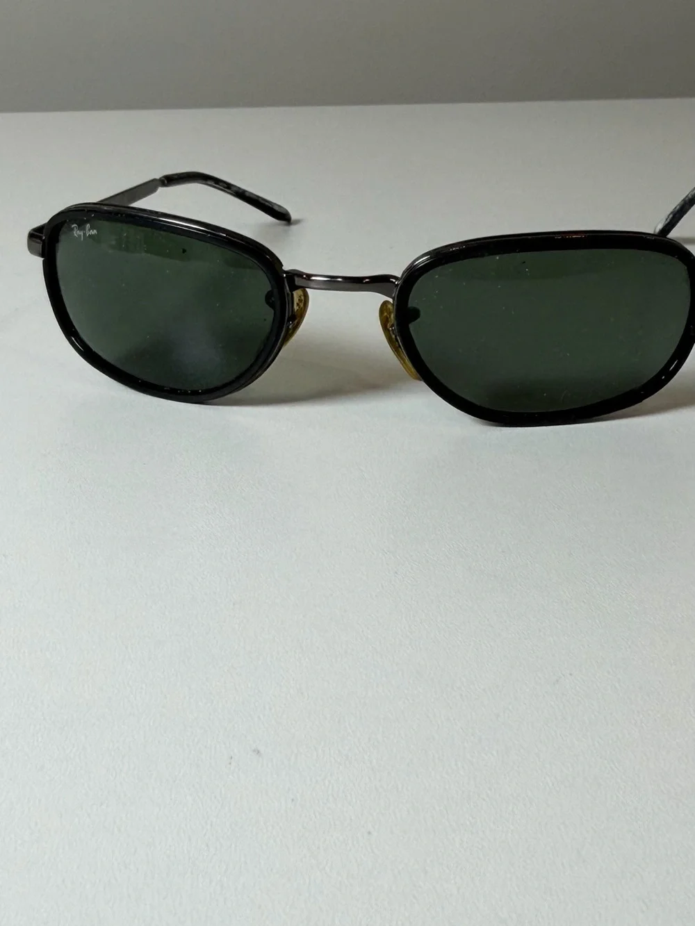 Ray-Ban Vintage RB3047 Made in Italy Black Frame Sunglasses with Green Lenses